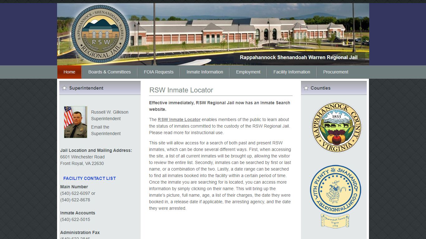 RSW Regional Jail - RSW Inmate Locator